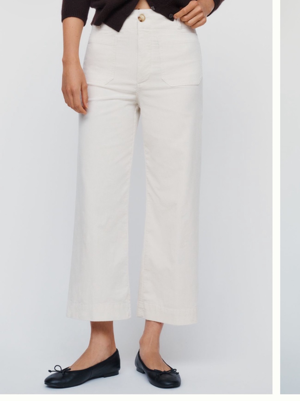 Anthropologie Maeve Colette Cream Wide-Leg Cropped Corduroy Pants